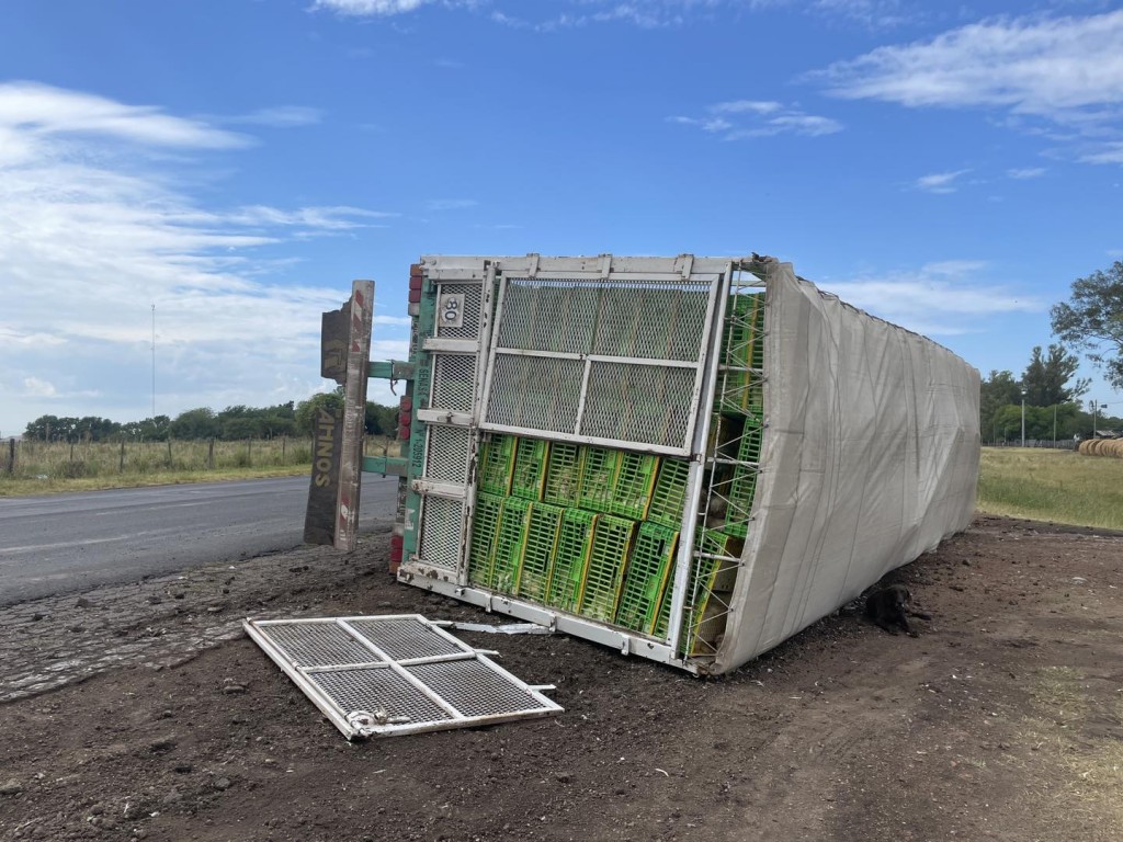 Volcó un camión en Ruta Prov 20 en cercanias de Basavilbaso