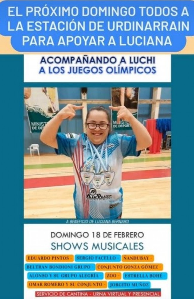 Hoy Domingo Evento Solidario para Luciana que va a los Juegos Olímpicos  en Turquía