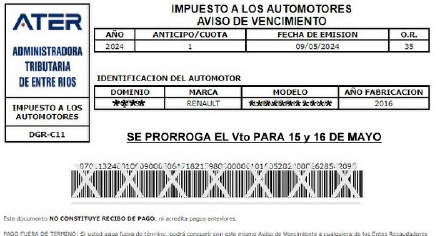 Por el paro bancario Se postergó el vencimiento del impuesto a los Automotores