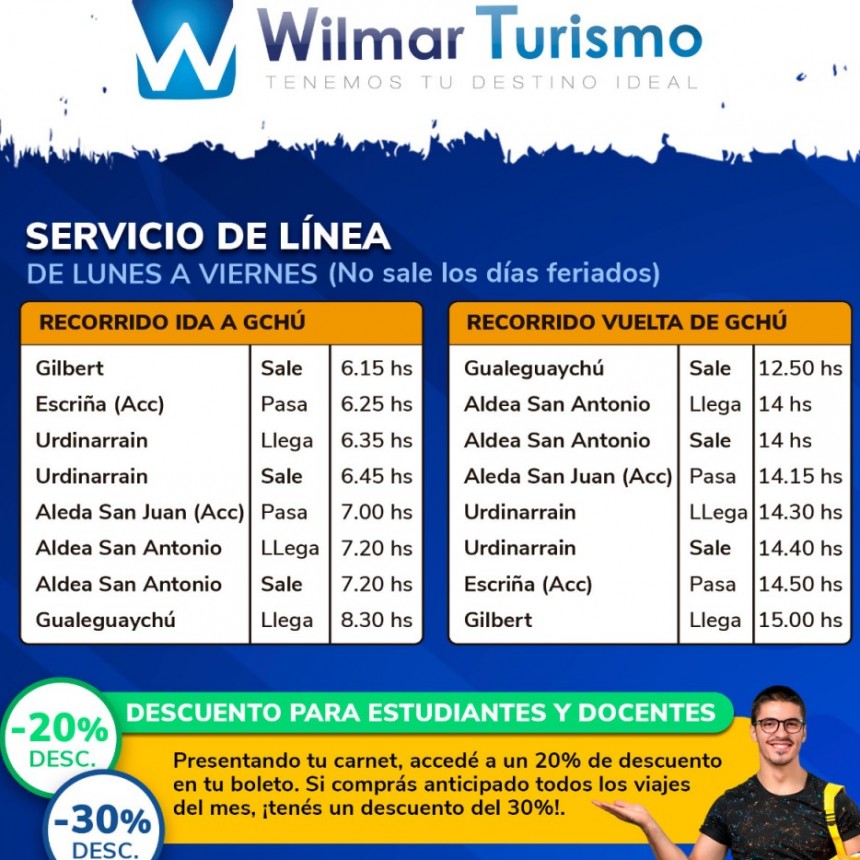 Con Wilmar este Lunes vuelve el Servicio de Colectivos hacia y desde Gchú