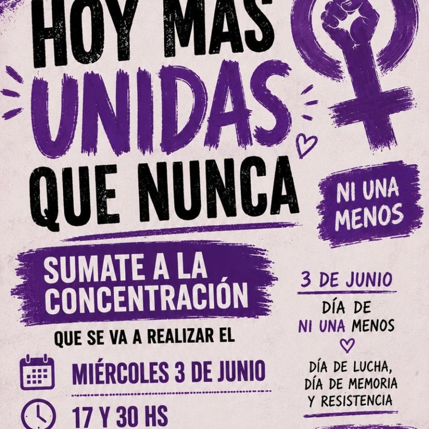 #3J | Ni Una Menos - Mi&eacute;rcoles concentraci&oacute;n 17.30 hs Plaza Urquiza Urdinarrain