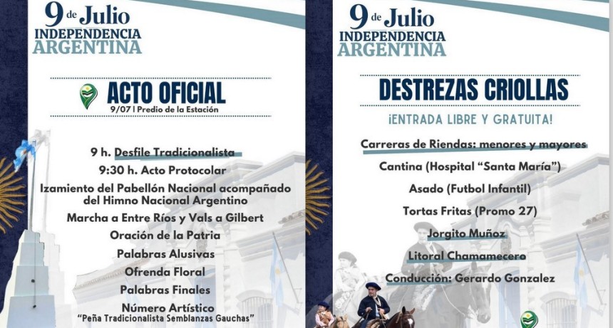 9 de JULIO en GILBERT; Celebramos el Dia de la Independencia con el Acto Protocolar y Fiesta Criolla 