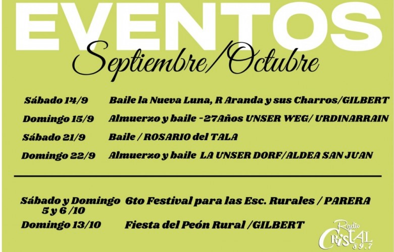 Cronograma de EVENTOS Septiembre/Octubre 2024