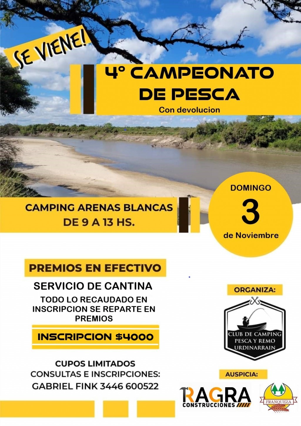 4to TORNEO DE PESCA ( con devolucion) EN ARENAS BLANCAS