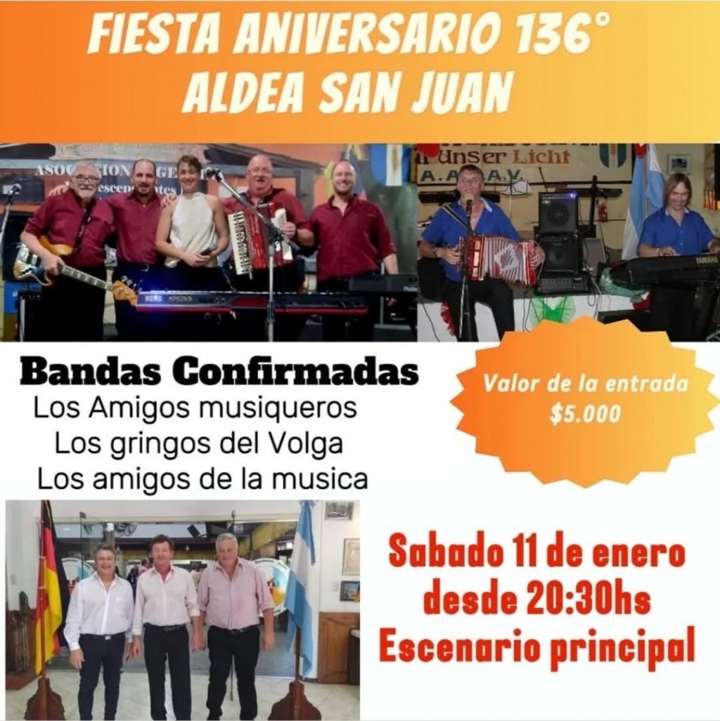 ESTE SABADO ALDEA SAN JUAN FESTEJA LOS 136° AÑOS