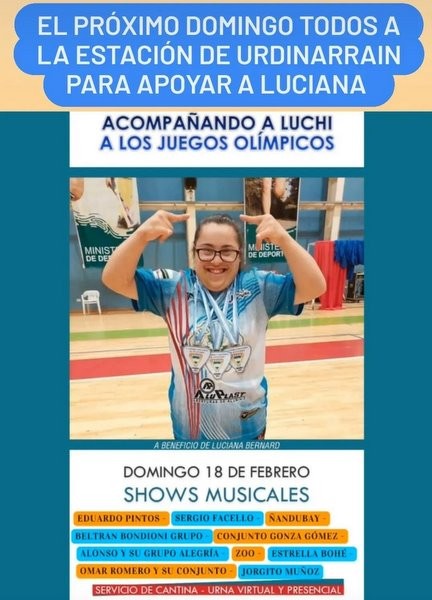 Hoy Domingo Evento Solidario para Luciana que va a los Juegos Olímpicos  en Turquía