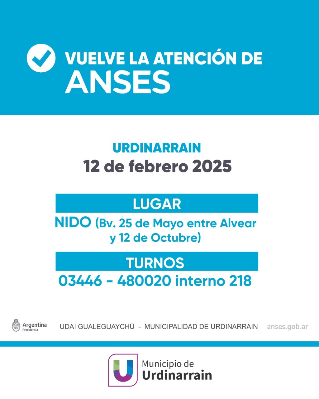 Este Miércoles atenderá ANSES en Urdinarrain