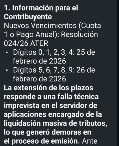 ATER EXTIENDE LAS FECHAS DE PAGO DEL IMPUESTO INMOBILIARIO
