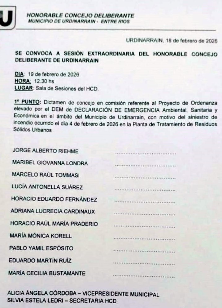 Jueves 19 de febrero | Sesión Extraordinaria del Concejo Deliberante