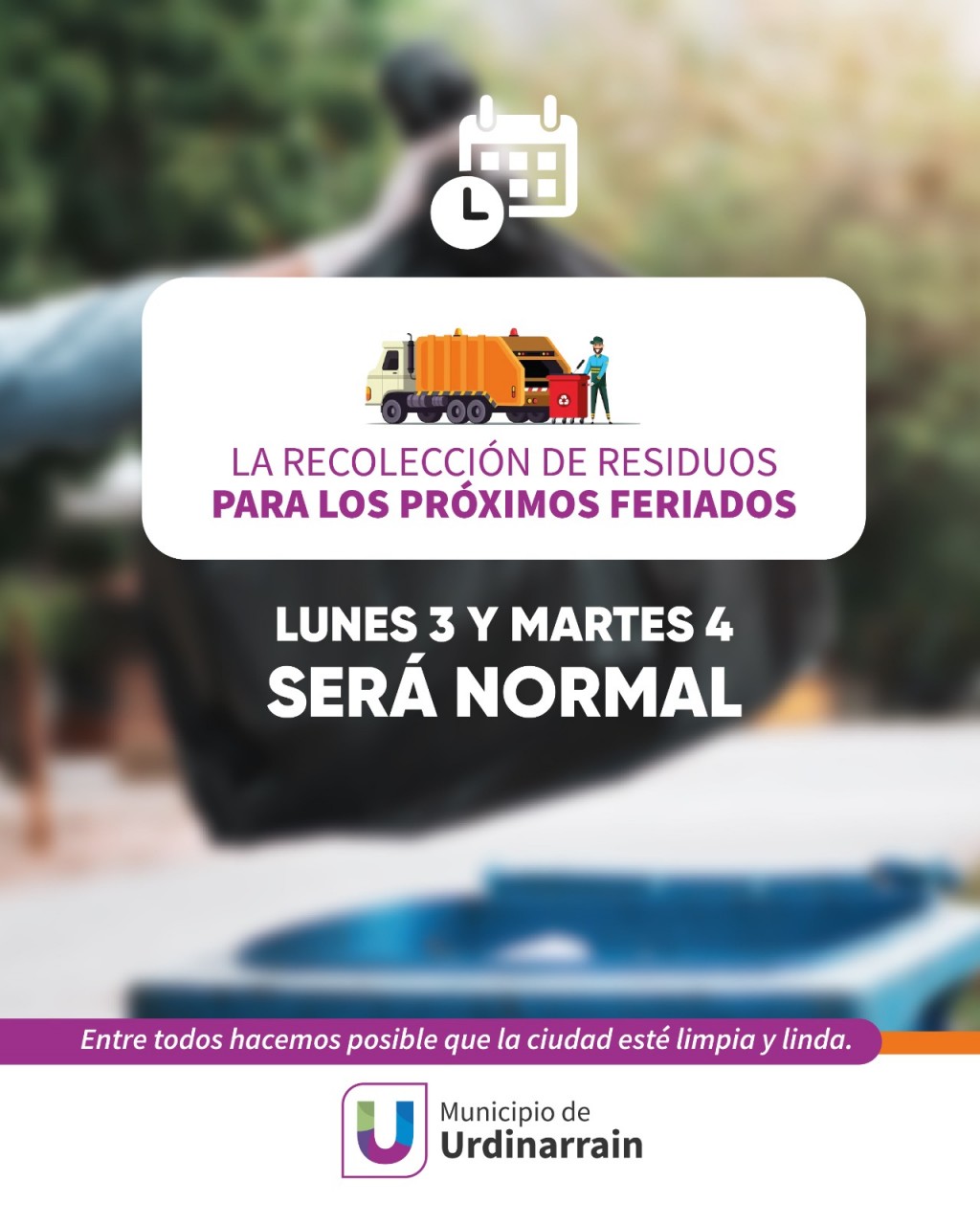 Lunes y Martes feriado de Carnaval Recolección de Residuos NORMAL