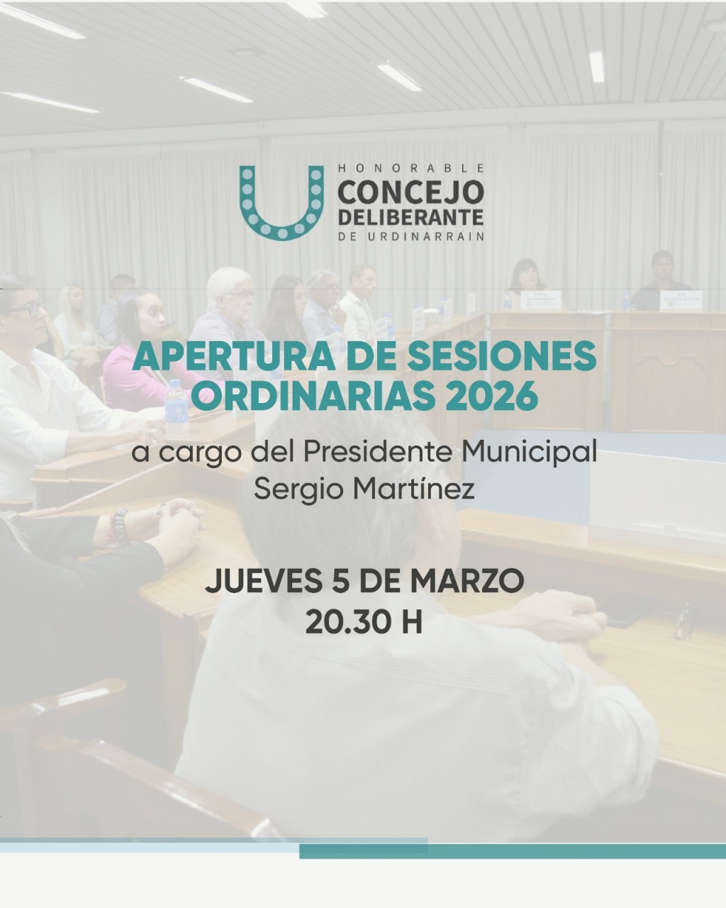 Hoy JUEVES 20.30 Hs  Apertura de Sesiones Ordinarias 2026 en el H.C.D.