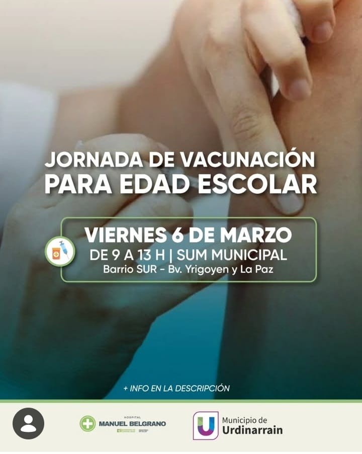 HOY VIERNES: Jornada de Vacunaci&oacute;n para Edad Escolar 