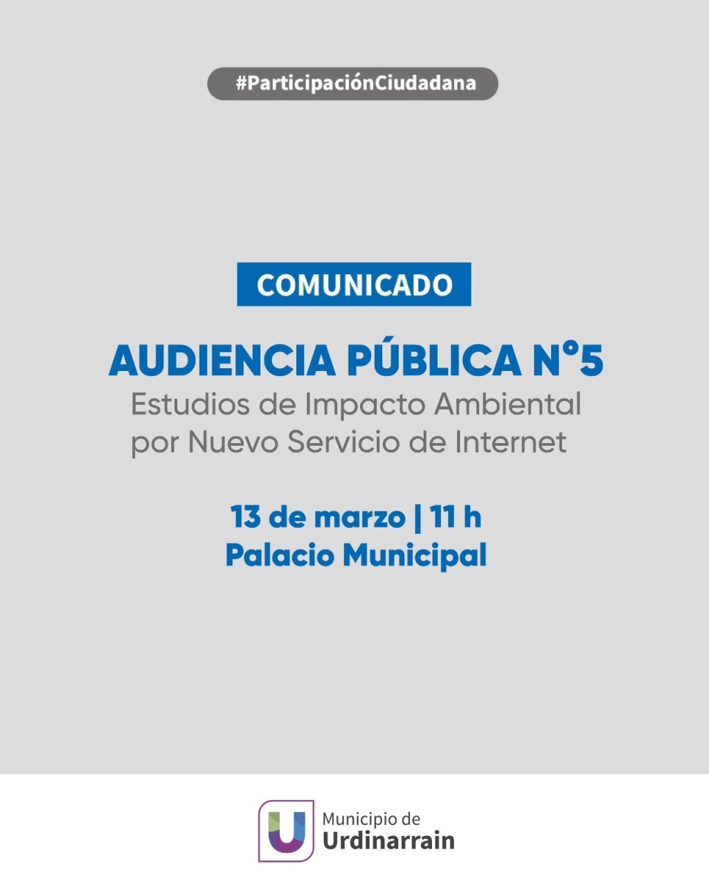 Nueva convocatoria para Audiencia P&uacute;blica