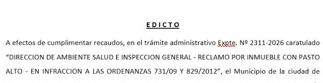 EDICTOS ( tres ) Municipio de la ciudad de Urdinarrain (E.R.)