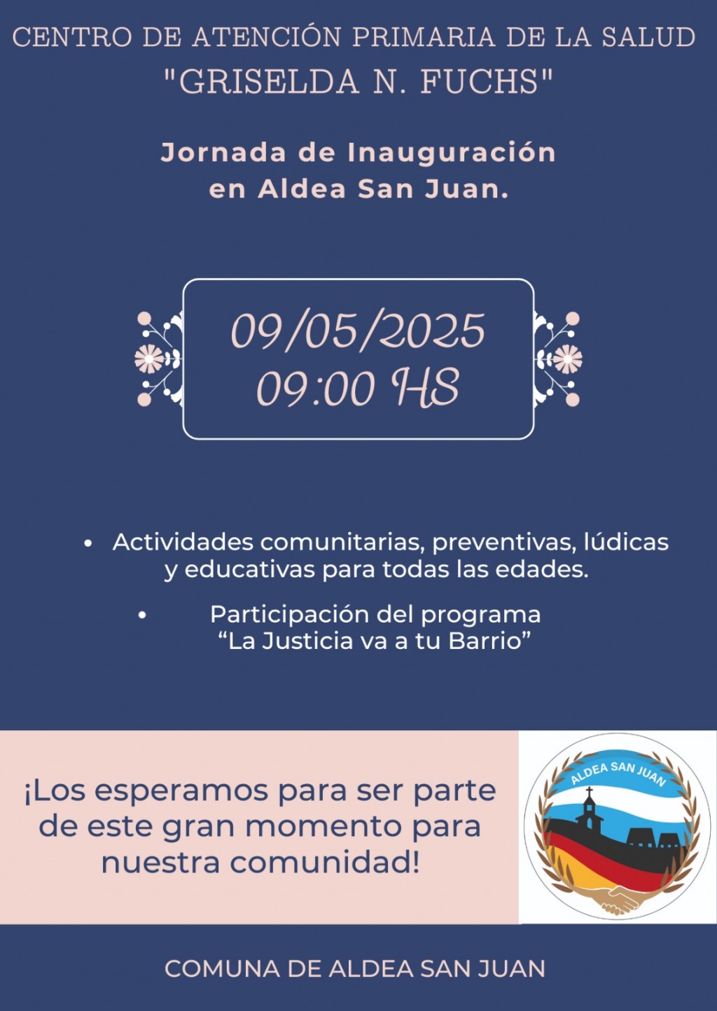 En Aldea San Juan Inauguran el Centro de Atención Primaria de Salud; Griselda N. Fuchs