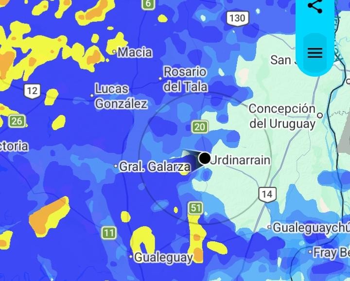 Alerta NARANJA para centro y sur de Entre R&iacute;os por tormentas fuertes