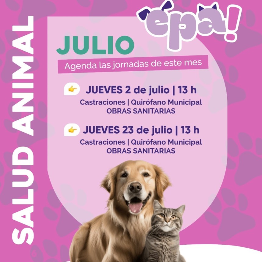 EPA , Informa las pr&oacute;ximas jornadas de Castraciones gratis para julio