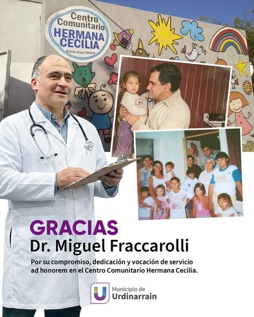 En el H.C.D Realizaron un Reconocimiento al Dr MIGUEL FRACCAROLLI por su compromiso con la Comunidad