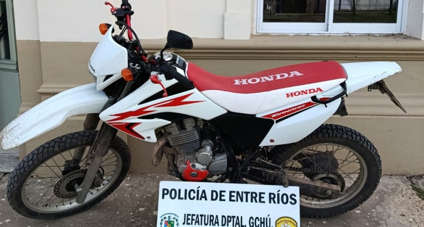 Urdinarrain: secuestraron una motocicleta con adulteraciones en el cuadro y motor