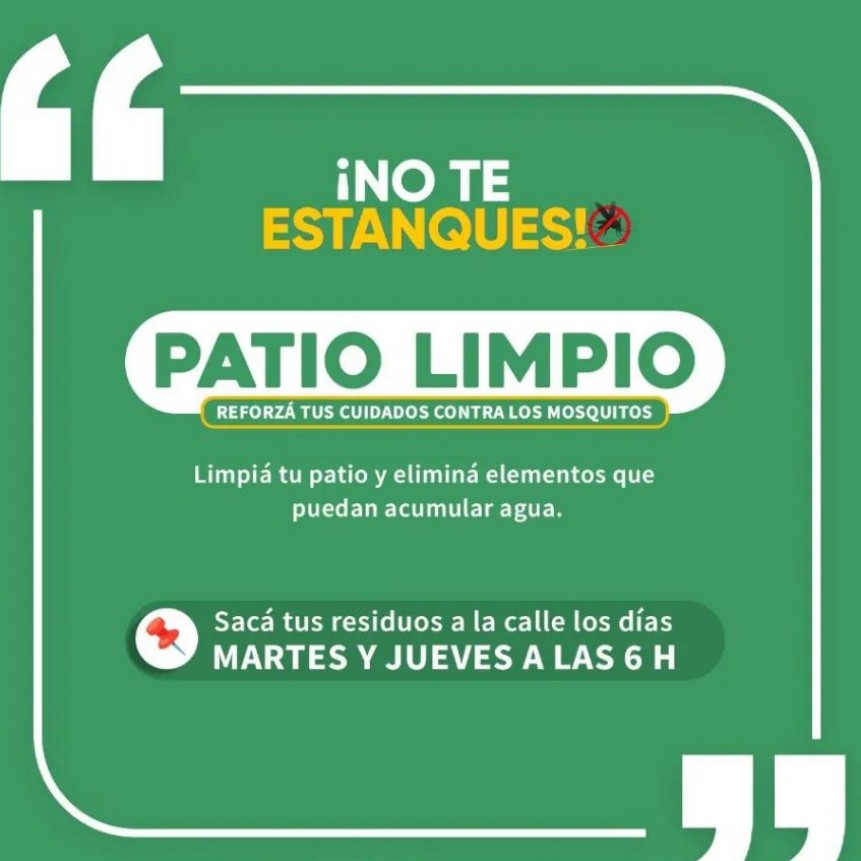 Patio Limpio: Evitemos criaderos de mosquitos