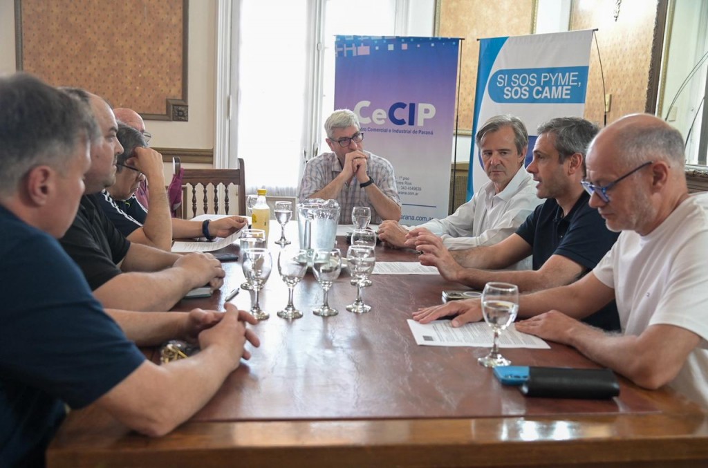 Bahl y Michel se reunieron con representantes de la Cámara de Comerciantes del Microcentro de Paraná