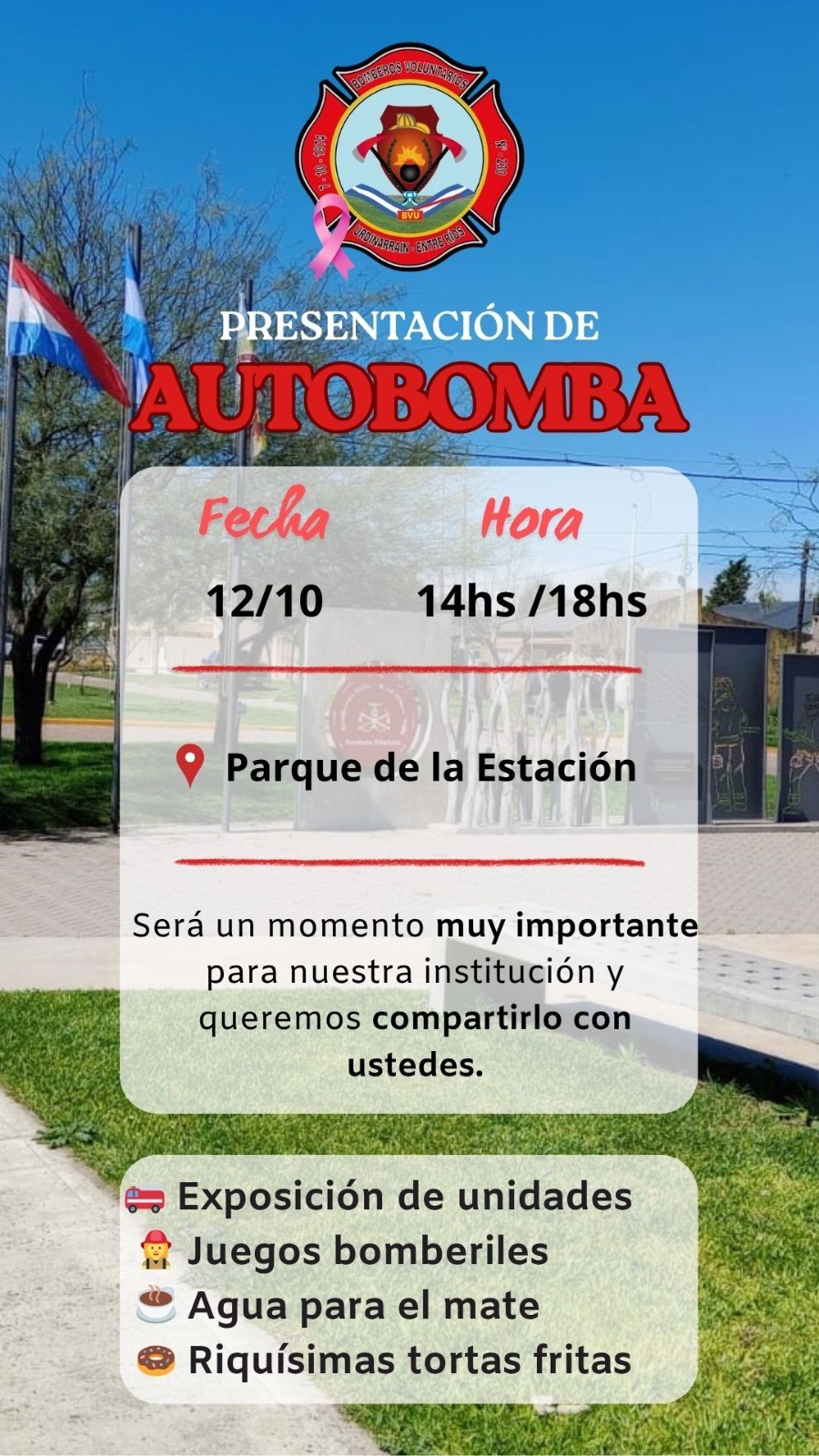 ESTE DOMINGO BOMBEROS VOLUNTARIOS URDINARRAIN PRESENTA UNA NUEVA AUTOBOMBA