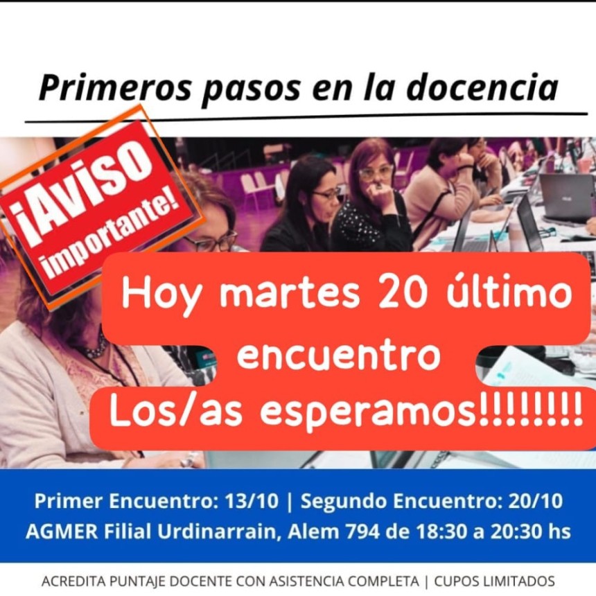 AGMER Urdinarrain realiza este martes dos jornadas informativas y de capacitaci&oacute;n docentes
