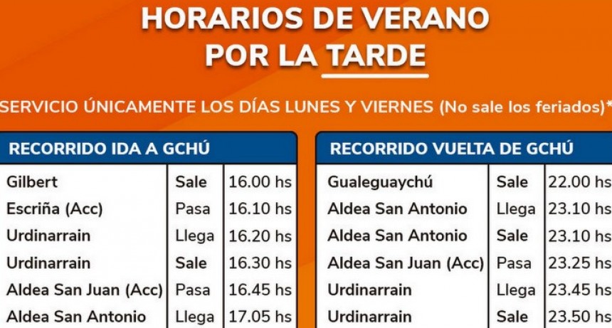 Servicio de colectivos: nuevos horarios y continuidad durante el verano